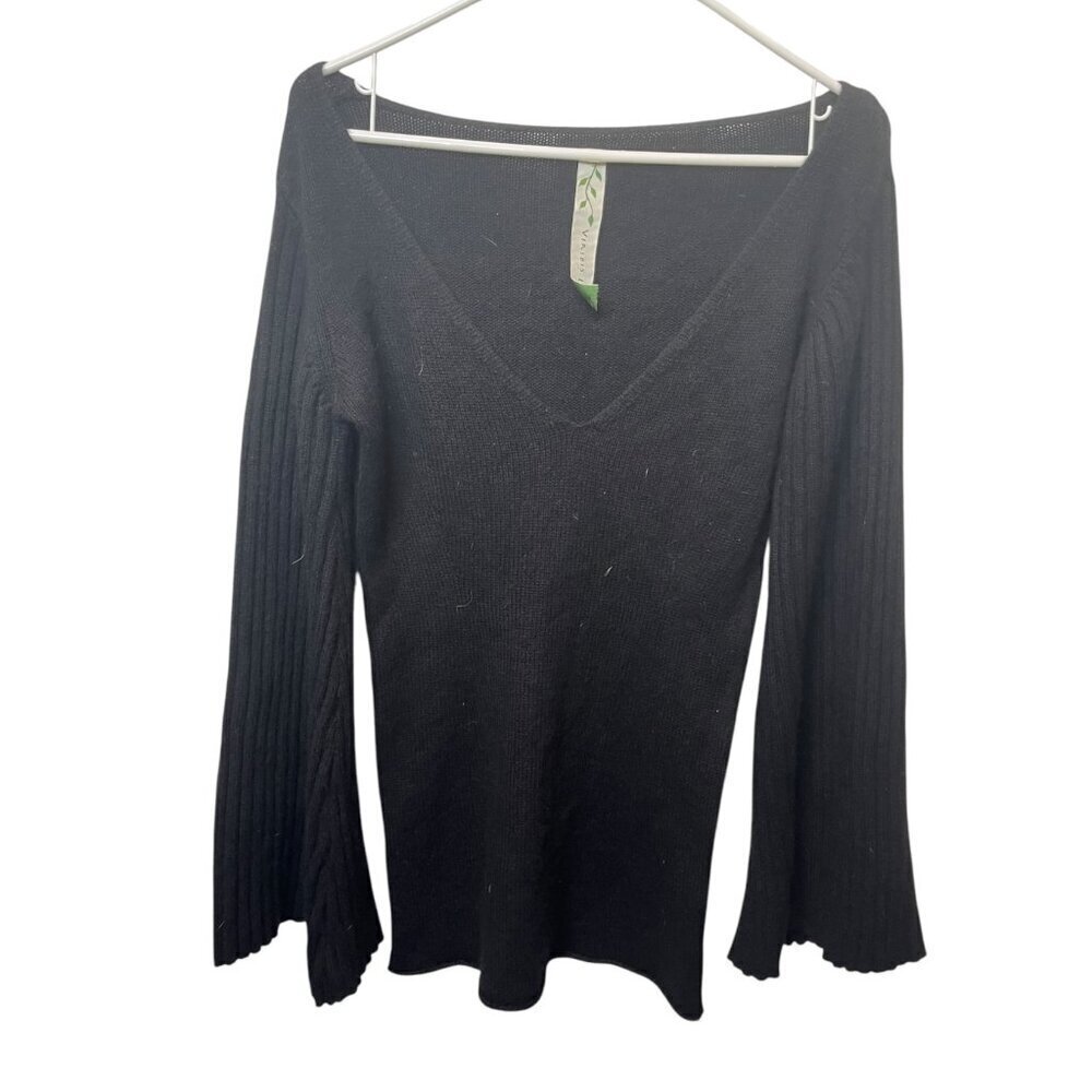 Viridis Luxe Black Ribbed Sweater – Hemp/Wool/Cashmere Blend